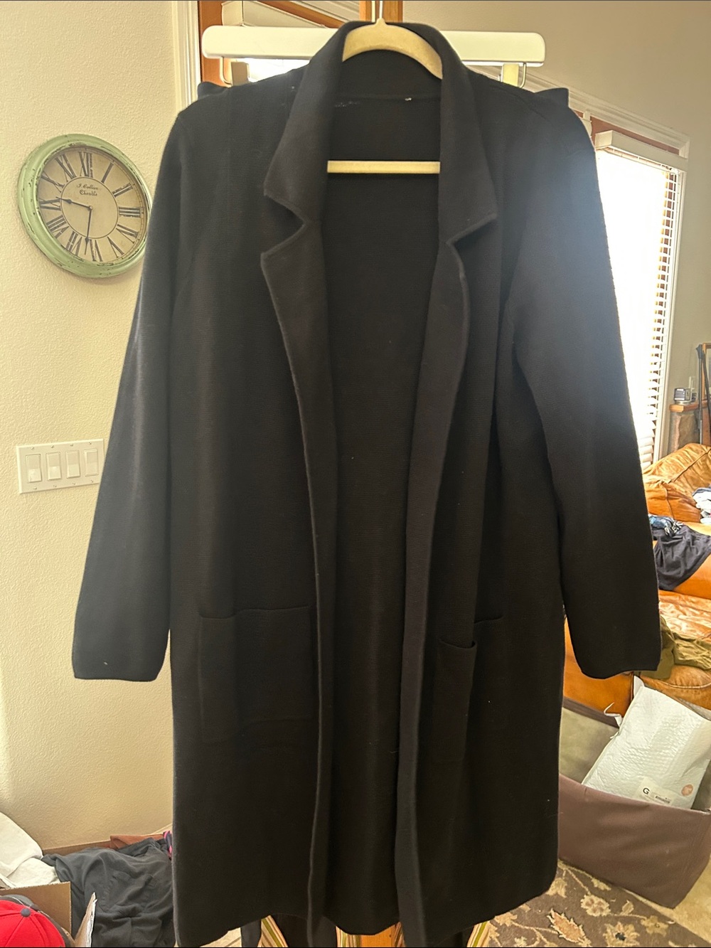 Chico's Black Long Open-Front Trench Coat VGUC